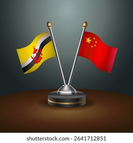 Brunei and China table flags relation with gradient backgrund