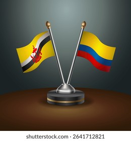 Brunei and Colombia table flags relation with gradient backgrund