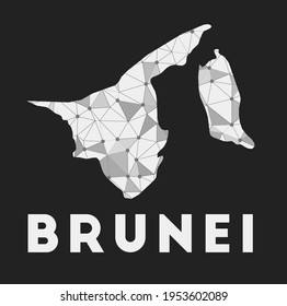 Brunei - communication network map of country. Brunei trendy geometric design on dark background. Technology, internet, network, telecommunication concept. Vector illustration.