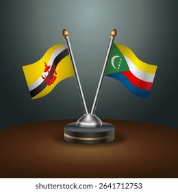 Brunei and Comoros table flags relation with gradient backgrund