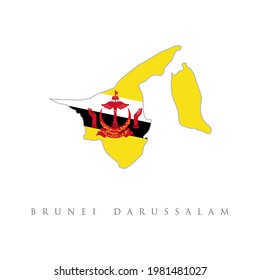 Brunei Landesflagge in der Karte Kontur Symbol Logo. Die Brunei ist Mitglied der ASEAN-Wirtschaftsgemeinschaft (AEC) .nationale Flagge von Brunei.