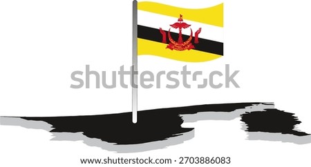 Brunei country flag pin map location silhouette