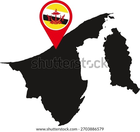 Brunei country flag pin map location silhouette