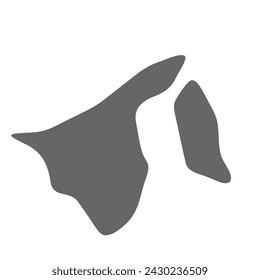 Brunei country simplified map. Grey stylish smooth map. Vector icons isolated on white background.