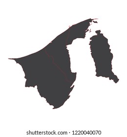 Brunei Darussalam black map on white background vector