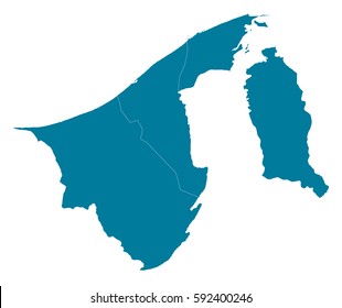 Brunei Darussalam Blue Map Vector