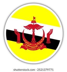 Brunei darussalam Button Flag Vector Template Design Illustrator
