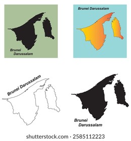Brunei Darussalam country map vector illustration design
