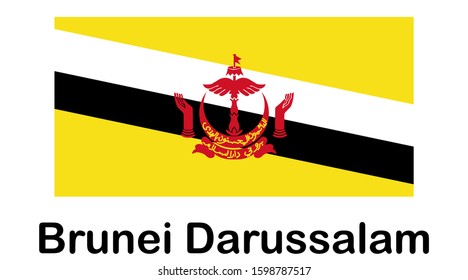 Brunei Darussalam Flag Button. icon flag of Brunei Darussalam on white background.