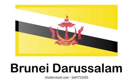 Botón Bandera de Brunei Darussalam. bandera de Brunei Darussalam sobre fondo blanco.