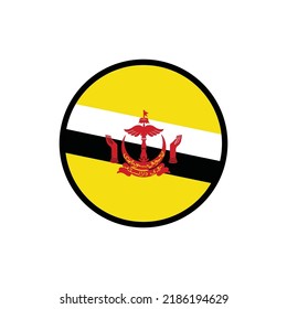 Brunei Darussalam flag in a circle On a white background