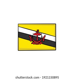 Brunei Darussalam flag in drawing style isolated vector. Hand drawn object illustration for your presentation, teaching materials or others.