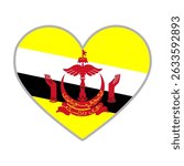 Brunei Darussalam flag. Brunei love flag. Brunei Darussalam flag in heart shape. Love symbol. Vector illustration