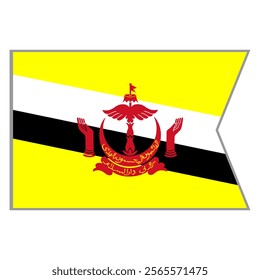 Brunei darussalam flag vector design and illustration , National flag country with original color, Pennon flag