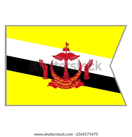 Brunei darussalam flag vector design and illustration , National flag country with original color, Pennon flag