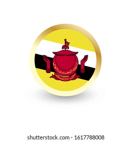 Brunei Darussalam Flag Vector Round Icon, can be used for independence or other events