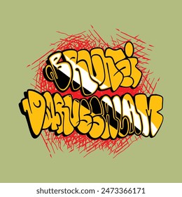 Brunei Darussalam Graffiti Font Using Color Flag Inspiration 