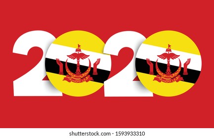 Brunei Darussalam happy new year 2020 flag vector