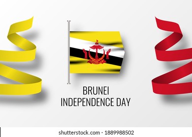 Brunei Darussalam Independence day celebration illustration template design. Vector Eps 10