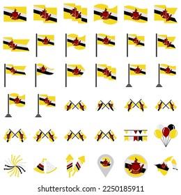 Brunei darussalam independence day icon set vector sign symbol