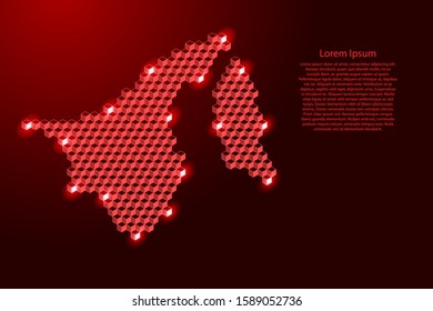 Brunei Darussalam map from 3D red cubes isometric abstract concept, square pattern, angular geometric shape, for banner, poster. Vector illustration.