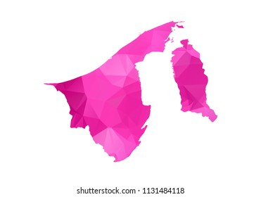 brunei Darussalam Map - Abstract geometric rumpled triangular low poly style gradient graphic on white background , line dots polygonal design for your . Vector illustration