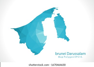 brunei Darussalam Map Abstract geometric rumpled triangular low poly style gradient graphic on white background