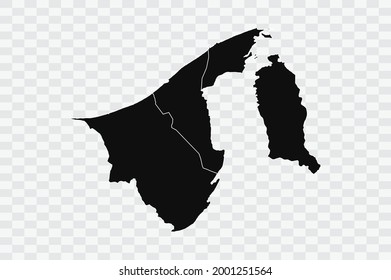 Brunei Darussalam Map black Color on Backgound 