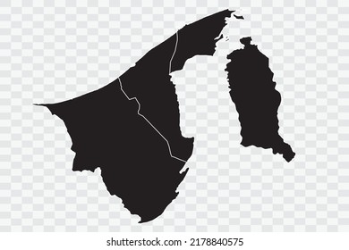 Brunei Darussalam Map black Color on White Backgound quality files Png 