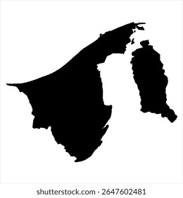 Brunei Darussalam Map - black World Map International vector template with High detailed isolated on white background - Vector