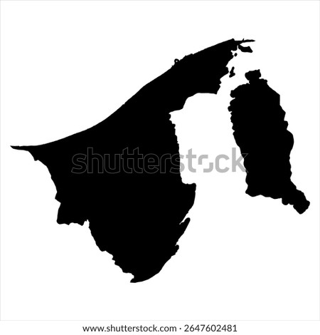 Brunei Darussalam Map - black World Map International vector template with High detailed isolated on white background - Vector