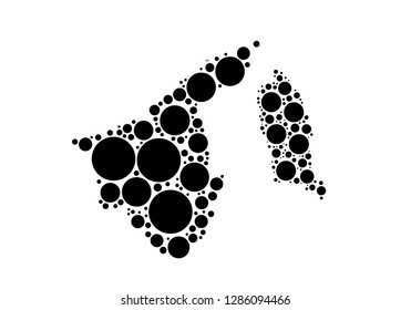 brunei Darussalam map with Circle and Dots design. Abstract map made of circles. vector illustration on white background.