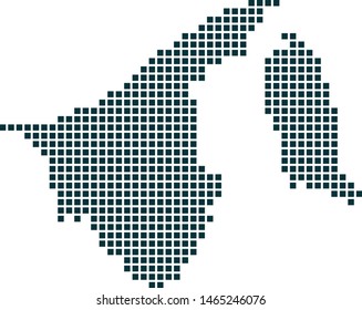 Brunei Darussalam map dotted style. Vector dotted map of Brunei Darussalam isolated on white background. Symbol for your web site design map logo, app, ui, Travel vector eps10.