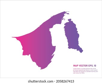 Brunei Darussalam map gradient color . on white background. 