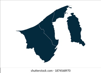 brunei Darussalam map High Detailed on white background.