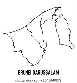 brunei darussalam map icon isolated on white background. Outline map. Simple line icon. Vector illustration
