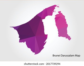 Brunei Darussalam Map pink Color on white background polygonal