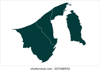 Brunei Darussalam map Sacramento green Color on White Background