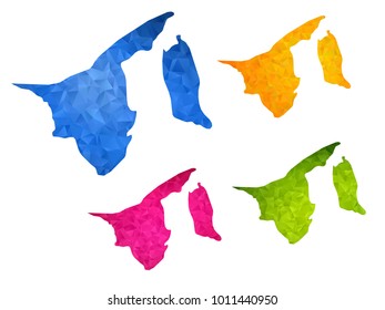 Brunei Darussalam map - Set of geometric rumpled triangular low poly style gradient graphic background , polygonal design for your ,Vector eps 10.