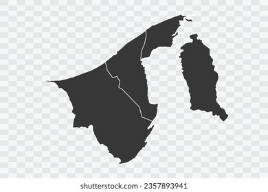 Brunei Darussalam Map Shadow Color on White Background quality files Png