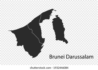 Brunei Darussalam Karte Vektor, schwarze Farbe. einzeln auf transparentem Hintergrund