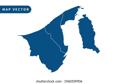 Brunei Darussalam map vector, blue color . on white background. vector eps 10.