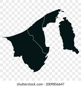 Brunei Darussalam map vector. dark color. isolated on transparent background.