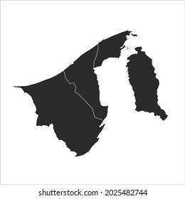Mapa de Brunei Darussalam vector, color oscuro. aislado en fondo transparente. 