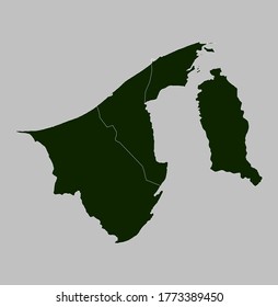 Brunei Darussalam map vector, isolated Green color on gray background