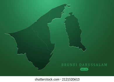 Brunei Darussalam Map - World Map International vector template with High detailed and Green gradient color isolated on green background for design, infographic - Vector illustration eps 10