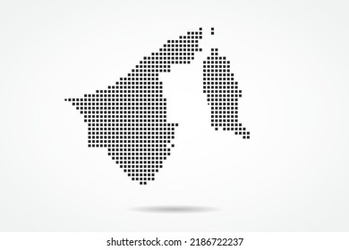 Brunei Darussalam Map - World map vector template with Black pixel, grid, grunge, halftone style isolated on white background for education, infographic, design, banner - Vector illustration eps 10