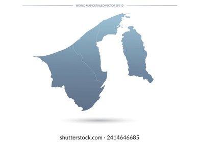 Brunei Darussalam Map - World Map vector template with High detailed including grey and blue gradient color and white outline color isolated on white background - Vector illustration eps 10