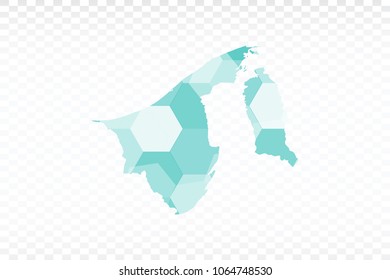 Brunei Darussalam map-Polygonal map is made of colorful hexagons using the gradient method. On a plain background. Vector illustration eps 10.
