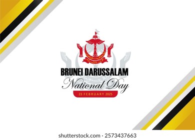 Brunei Darussalam national day 2025 banner, greeting card, backgro with national flag symbol. Best for Brunei Darussalam independence day and national celebration. 
